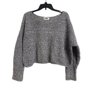 Pink Victorias Secret L Cotton Knit Cropped Oversized Sweater Gray Pullover